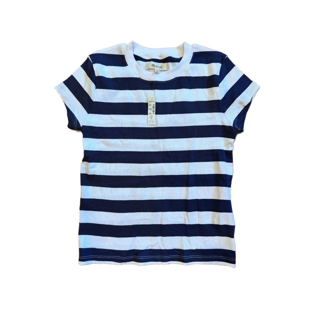 SALE!! NWT Madewell Navy White Striped‎ Crew Neck T Shirt XS Coastal Nautical